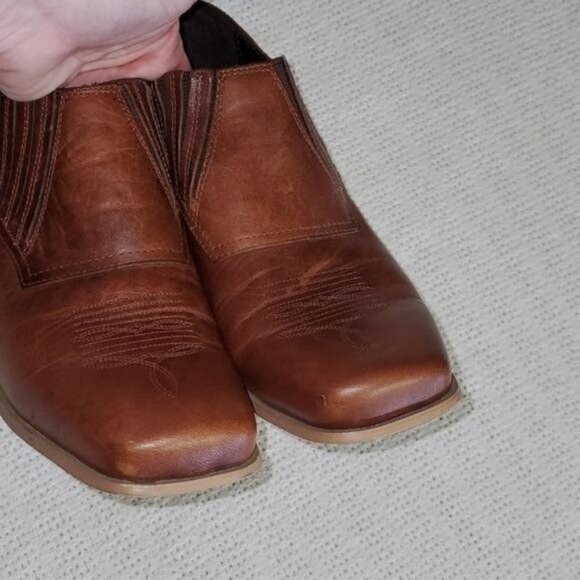 Durango Sz. 8.5 Brown Leather 2" Heeled Pullon Square Toe Booties - Picture 5 of 9